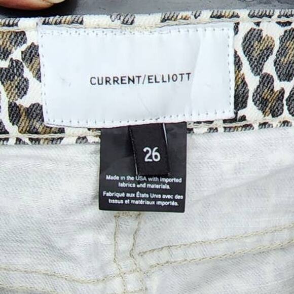 Current Elliott The Super High Waist Stiletto Snow Leopard Slit Step Hem Jeans - Picture 6 of 11